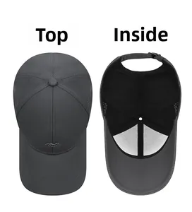 Detail view of quick-dry baseball cap showing breathable interior and reinforced peak