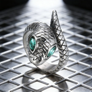Snake Jewelry Bracelet And Ring Stainless Steel Green Zircon Eye Scales Punk Vintage Gothic Biker Men
