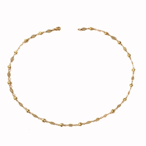 Minimalist gold titanium steel necklace with heart accents and textured oval beads