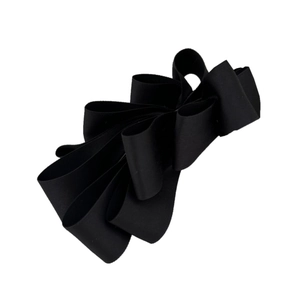 French style layered black bow banana clip for ponytail hair styling on white background