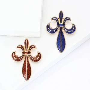 Fleur-De-Lis Brooch For Women Vintage French Court Style Enamel Alloy Corsage Pin Jewelry Accessories Fashion Elegant
