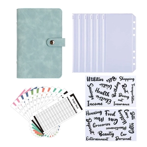 Budget Binder PU Leather A6 Notebook Money Organizer Cash Envelopes Expense Sheets Label Stickers Refillable Personal Finance Planner