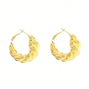 French minimalist gold-plated chunky twisted hoop earrings for women in stainless steel