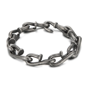 Vintage industrial nail hook interlocking stainless steel chain bracelet for men and women