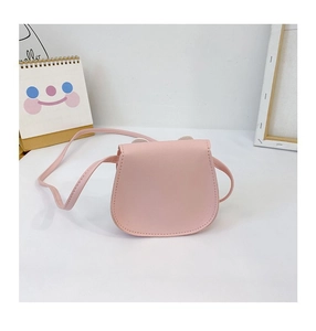 Close-up of pink PU leather kids crossbody bag with cute animal ear details