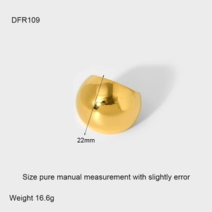 Macro view of 18K gold-plated 316L stainless steel ring with 22mm width and 16.6g weight