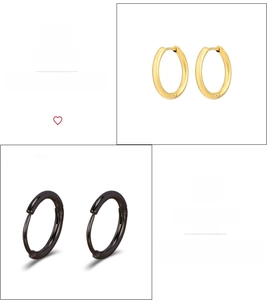 Detalle de pendientes de aro de acero inoxidable chapado en 18K en oro y negro