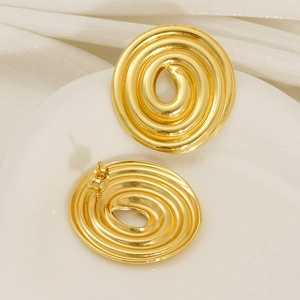 Boucles d'oreilles spirales dorées minimalistes avec motif de tourbillon et fermoirs