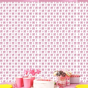 Party Backdrop Curtain PET Foil Fringe Bow Star Pattern Self Adhesive Tassel Background Shiny Decor For Birthday Wedding Girl Celebration