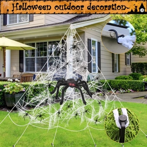 Realistic Giant Spider Halloween Decoration Plush Scary Prop Outdoor Yard Haunted House Creepy Spider Web Ornament Decor
