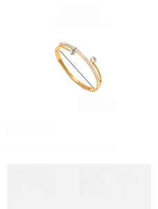 Detailed sizing chart for gold-plated stainless steel bangle with zircon inlay