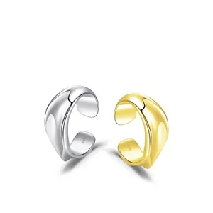 Irregular liquid metal style 925 silver ear cuffs in gold and silver finish