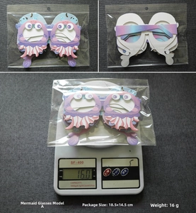 Mermaid party paper glasses detail with size 18.5x14.5cm and 16g weight specification