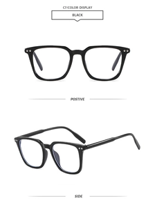 Classic black square frame sunglasses with silver rivet accents and polished finish