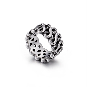 Infinity Symbol Ring Stainless Steel Cubic Zirconia Inlaid Hollow Twisted Hip Hop Vintage Band Unisex Jewelry Gift
