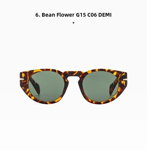 Front view of retro oval sunglasses with demi tortoiseshell frames and G15 green lenses