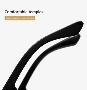 Dettaglio delle stanghette nere lucide ergonomiche con design antiscivolo per occhiali