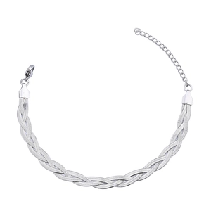 Three-layer braided stainless steel snake chain bracelet with silver finish and lobster clasp