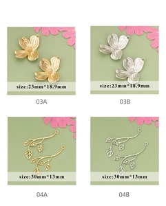 Detailed view of gold and silver plated flower and leaf charms for DIY jewelry making