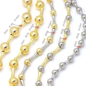 Minimalistische Halskette mit Gold- und Silberkugeln, 10-16mm Perlen für Damen
