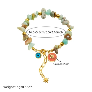 Colorful natural stone beaded bracelet with star pendants and turquoise beads