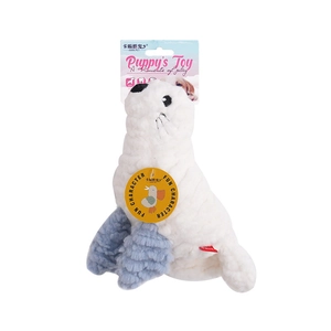 Durable plush seal toy for dogs with textured fabric and premium stitching for small pets