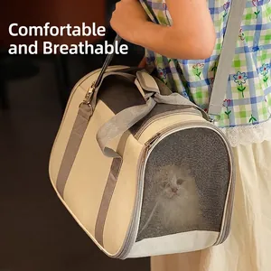 Borsa Da Trasporto Per Animali Domestici Tessuto Oxford Rete Traspirante Pieghevole Per Gatti Cani Piccoli Viaggio Borsa A Mano Tracolla