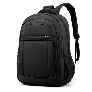 Black large capacity business laptop backpack with multiple zipper compartments for travel