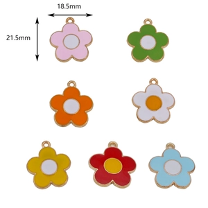 DIY colorful sunflower alloy charms in 7 colors for jewelry making with size indicators
