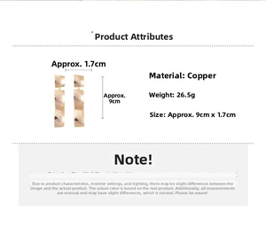 Detailed dimension guide for 18k gold-plated twisted square drop earrings 9cm x 1.7cm