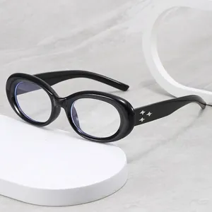Retro Oval Sunglasses With Star Rivets Anti Blue Light PC Frame Fashion Glasses For Women Y2K Trendy Eyewear