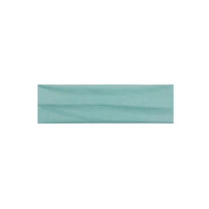 Close-up of light blue elastic headband showing detailed soft knitted fabric texture