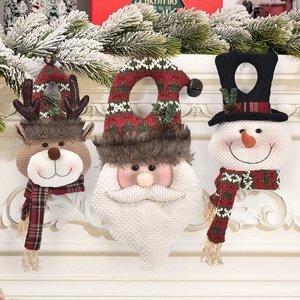 Christmas Door Hanging Ornaments Santa Snowman Reindeer Knitted Plush Dolls Festive Home Holiday Party Decoration