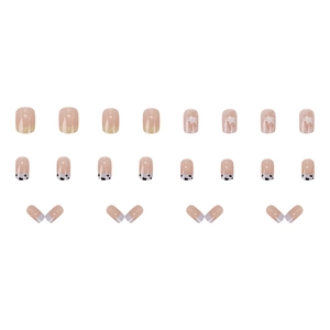 Short square press-on nails with cow print, star patterns, and French tip designs