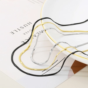 Collane a catena piatta a serpente da 2,2 mm in acciaio inossidabile nero oro e argento