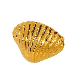 18K gold plated stainless steel ring with a geometric shell design in a minimalist style