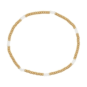 Baroque natural pearl bracelet with TOHO gold beads and elastic braided design