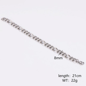 Classic 8mm silver stainless steel Figaro Cuban chain bracelet for men and women