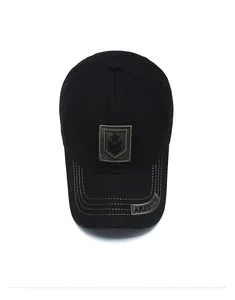 Top view of black cotton baseball cap with army star patch and U.S. ARMY embroidery