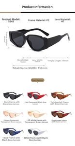 Detailed dimensions and 8-color variants of retro oversized cat eye sunglasses