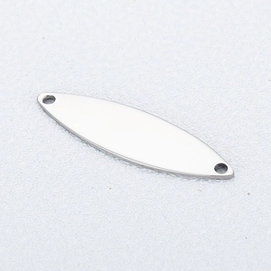 Pendentif feuille ovale en acier inoxydable à deux trous pour création de bijoux DIY
