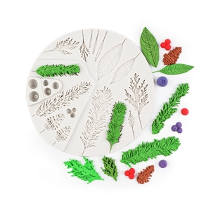 Christmas pine cone and leaf silicone mold for cake decoration and DIY baking projects