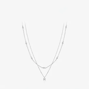 S925 Sterling Silver Moissanite Double Layer Necklace For Women D Color VVS1 Pendant Necklace With GRA Certificate Jewelry Gift