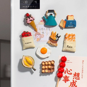Aimants De Réfrigérateur En Résine 3D Style Nordique Simulation Nourriture Pain Fruits Nouveauté Décoration De Cuisine