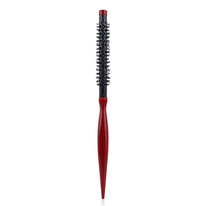 Spazzola rotonda professionale in legno con manico rosso e setole nere resistenti al calore