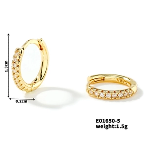 Detailed size view of gold S925 silver hoop earrings with diamond inlay measuring 1.3cm