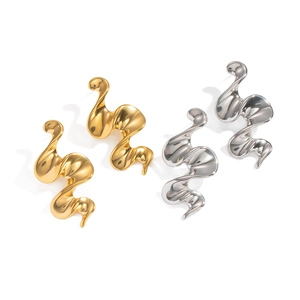 Polished stainless steel spiral hoop earrings in 18K gold and silver finishes