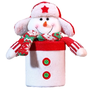Weihnachts-Schneemann-Geschenkdose mit rotem Hut und grünen Knöpfen für Süßigkeiten und Kekse