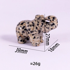 Dalmatian Jasper elephant figurine, 39mm stone carving statue for home decor