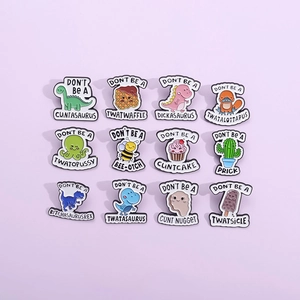 Cartoon Cute Alloy Enamel Brooch Personalized English Phrases Painted Badge Pin Funny Dinosaur Animal Clothing Jewelry Accessory